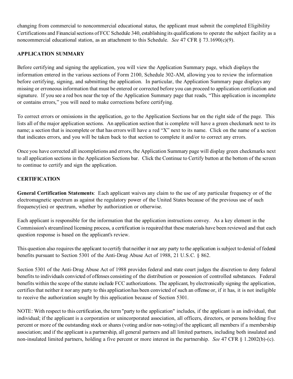 Instructions for FCC Form 2100 Schedule 302-AM Am Station License Application, Page 13