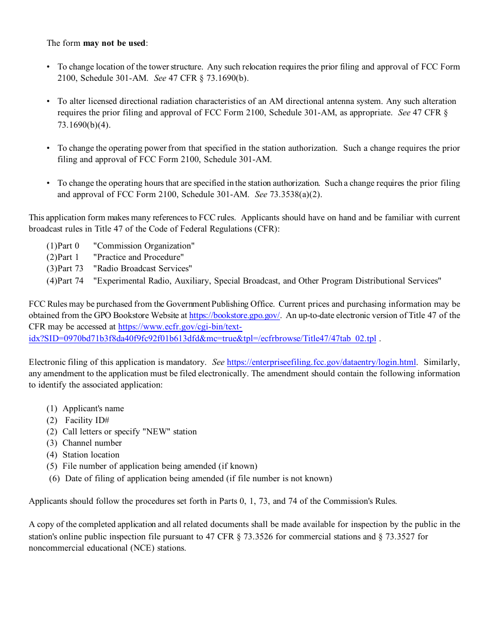 Instructions for FCC Form 2100 Schedule 302-AM Am Station License Application, Page 2