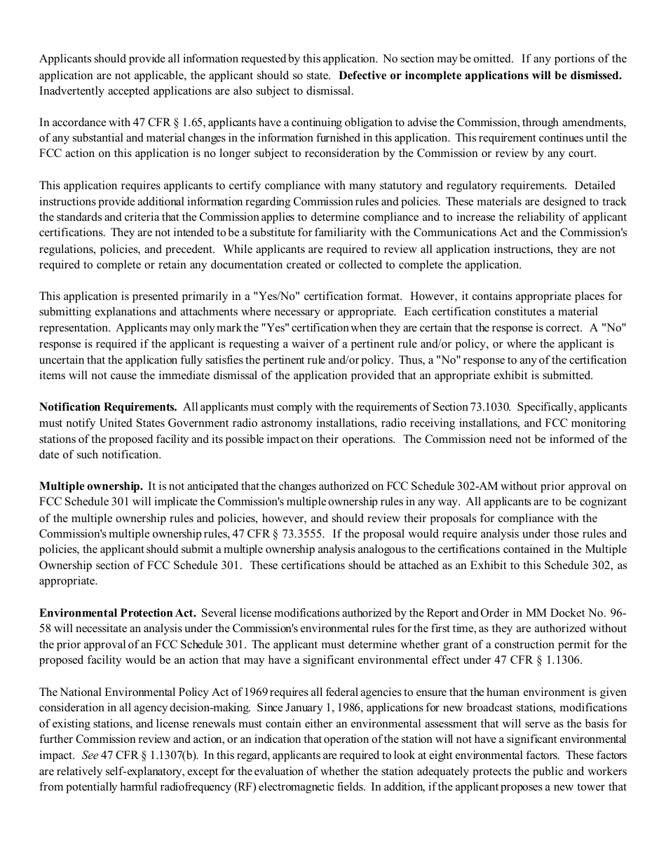 Instructions for FCC Form 2100 Schedule 302-AM Am Station License Application, Page 3