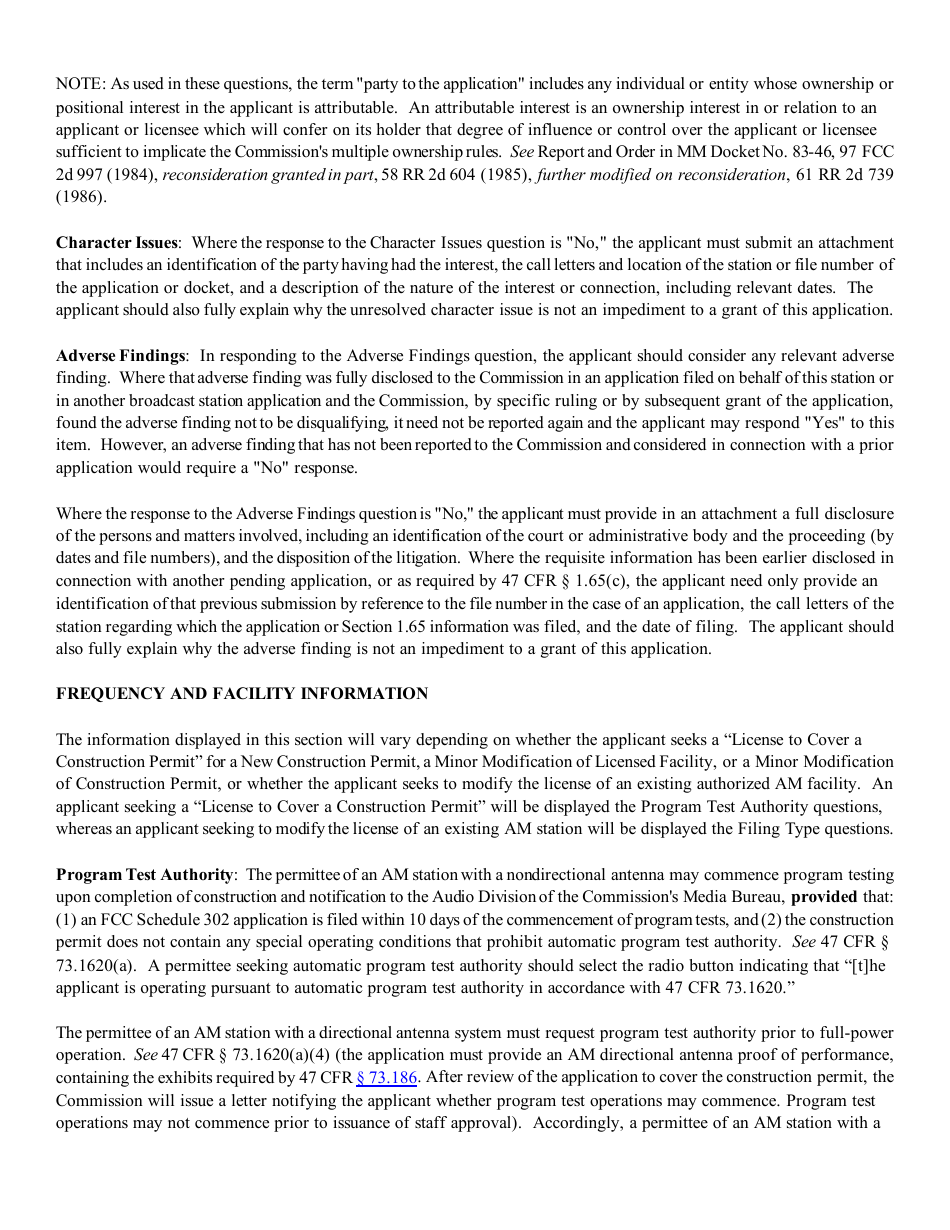 Instructions for FCC Form 2100 Schedule 302-AM Am Station License Application, Page 8