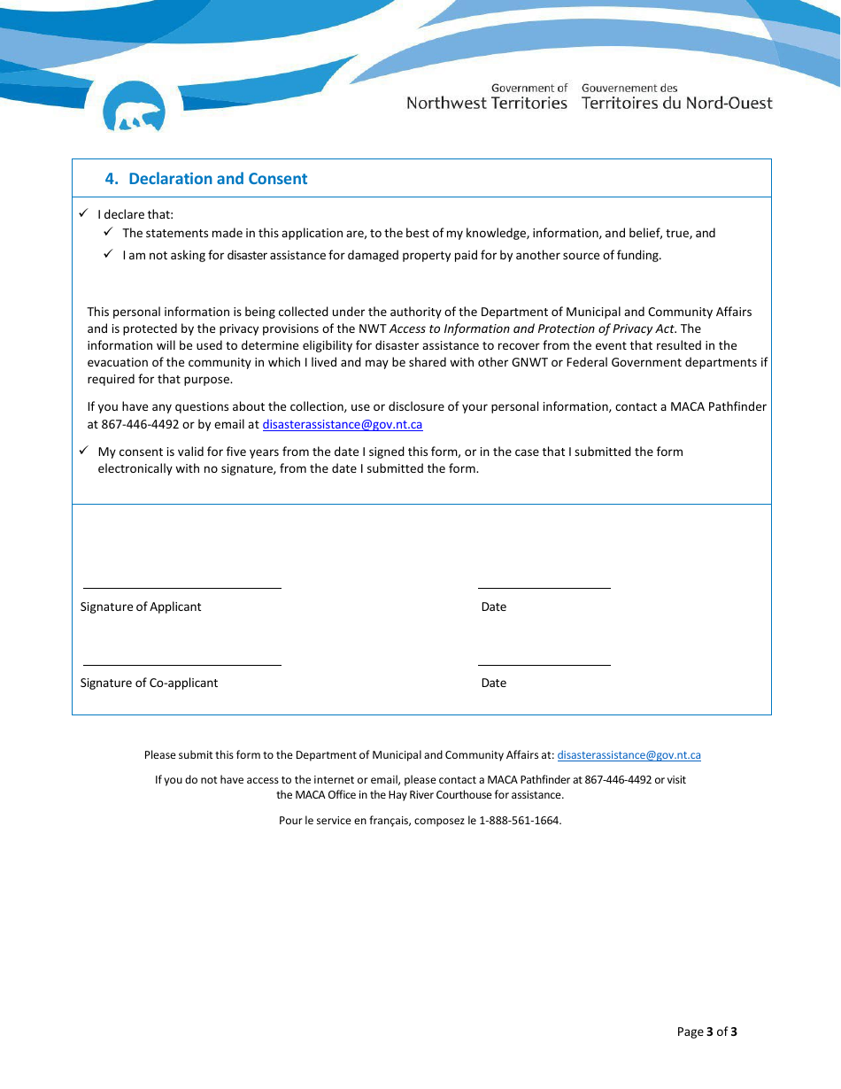 Resident Disaster Assistance Eligibility Checklist - Northwest Territories, Canada, Page 3