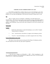 Document preview: Instructions for Form B2060 Certificate of Commencement of Case
