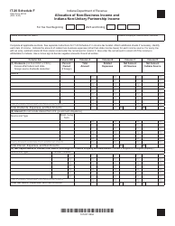 Document preview: Form IT-20 (State Form 49104) Schedule F Allocation of Non-business Income and Indiana Non-unitary Partnership Income - Indiana, 2023