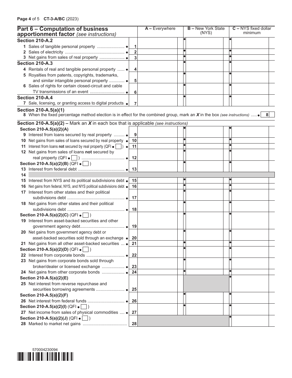 Form CT-3-A / BC Members Detail Report Filed by a Corporation Included in a Combined Franchise Tax Return - New York, Page 4