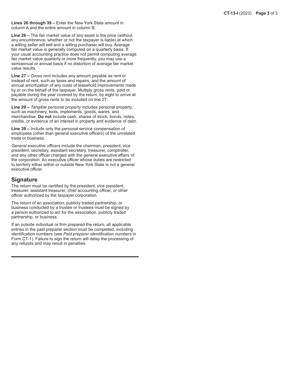 Instructions for Form CT-13 Unrelated Business Income Tax Return - New York, Page 3