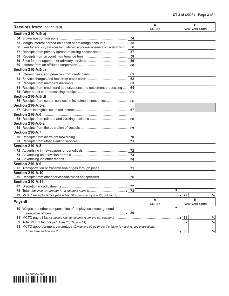 Form CT-3-M General Business Corporation Mta Surcharge Return - New York, Page 3