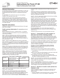 Document preview: Instructions for Form CT-40 Claim for Alternative Fuels Credit - New York, 2023