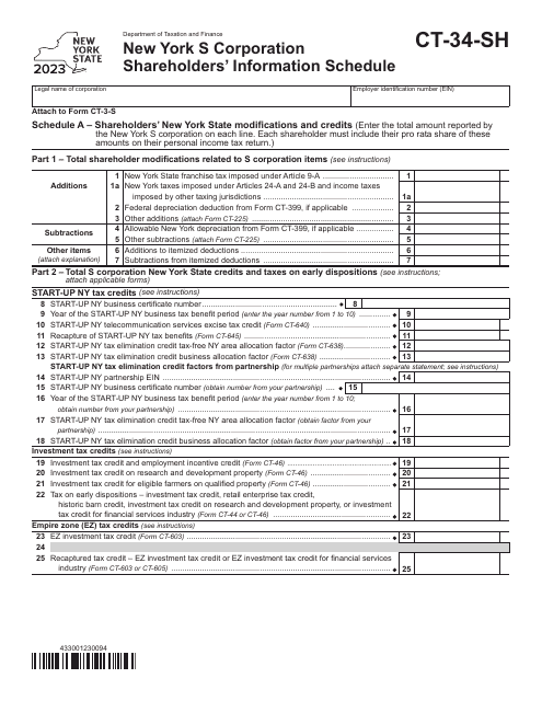 Form CT-34-SH 2023 Printable Pdf