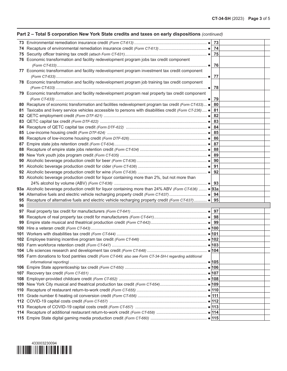 Form CT-34-SH New York S Corporation Shareholders Information Schedule - New York, Page 3