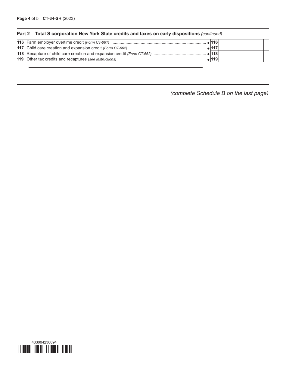 Form CT-34-SH New York S Corporation Shareholders Information Schedule - New York, Page 4