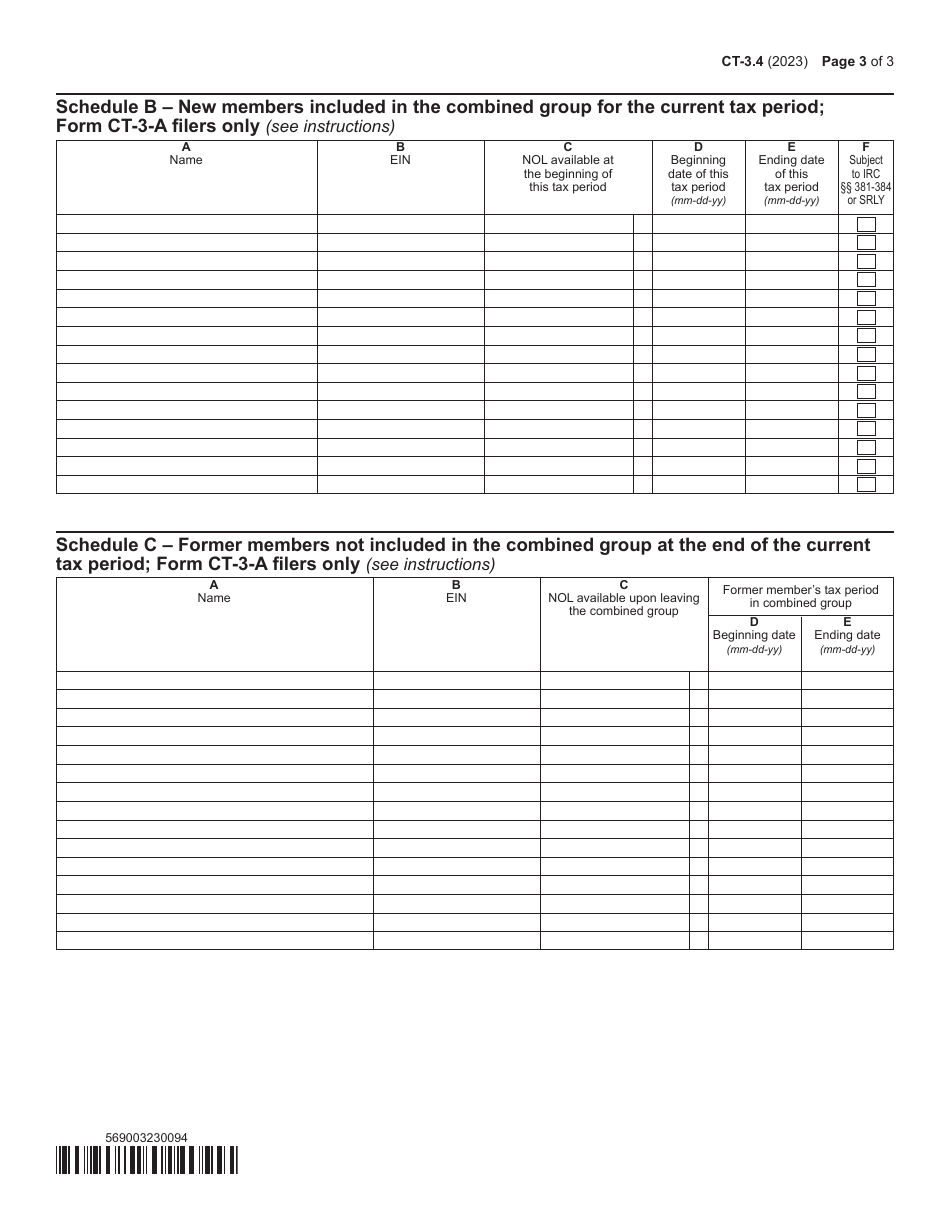 Form CT-3.4 Net Operating Loss Deduction (Nold) - New York, Page 3