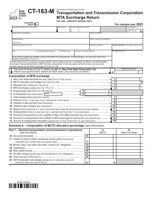 Form CT-183-M 2023 Printable Pdf