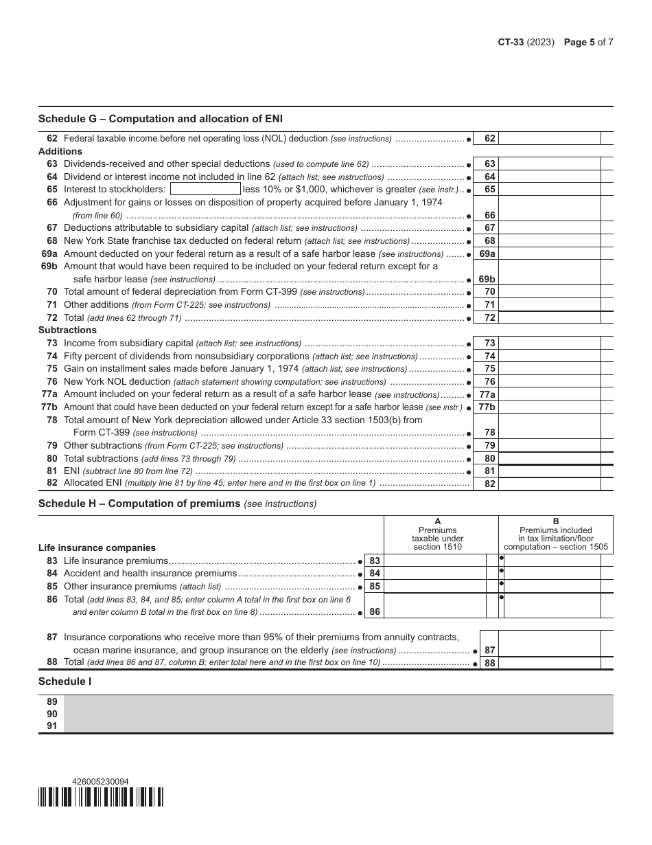 Form CT-33 Life Insurance Corporation Franchise Tax Return - New York, Page 5