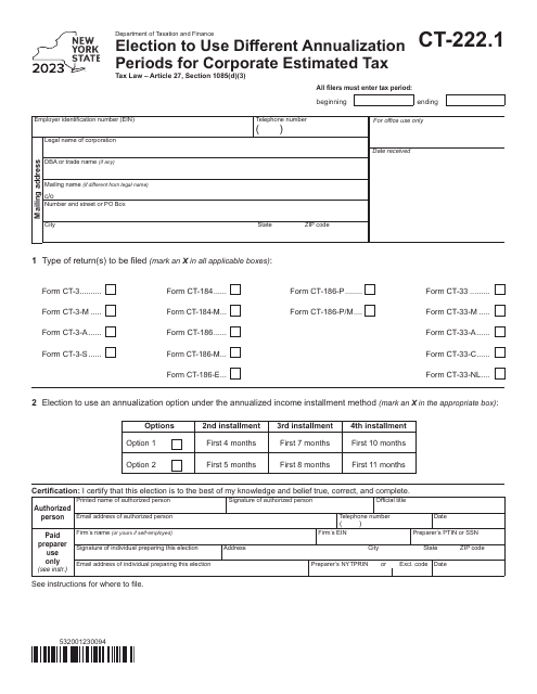 Form CT-222.1 2023 Printable Pdf