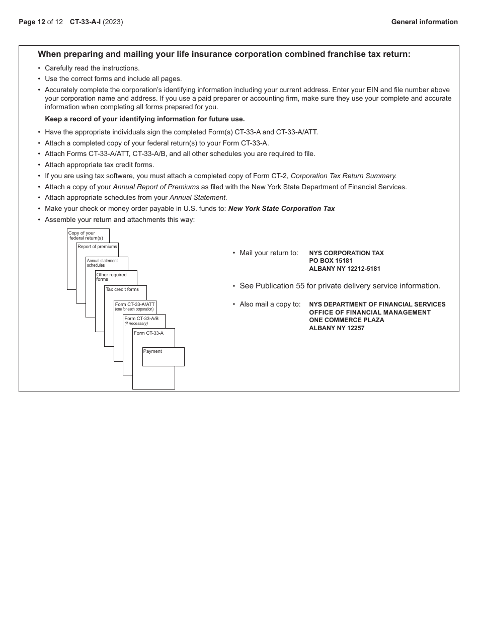 Instructions for Form CT-33-A, CT-33-A / ATT, CT-33-A / B - New York, Page 12