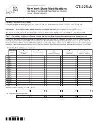 Document preview: Form CT-225-A New York State Modifications (For Filers of Combined Franchise Tax Returns) - New York, 2023