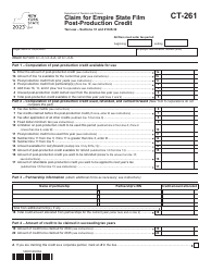 Document preview: Form CT-261 Claim for Empire State Film Post-production Credit - New York