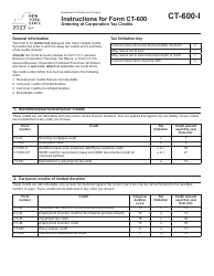 Document preview: Instructions for Form CT-600 Ordering of Corporation Tax Credits - New York, 2023