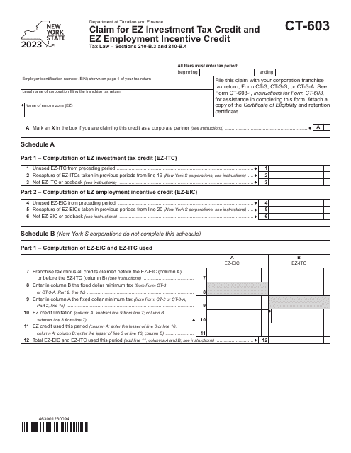 Form CT-603 2023 Printable Pdf