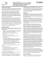 Document preview: Instructions for Form CT-603 Claim for Ez Investment Tax Credit and Ez Employment Incentive Credit - New York, 2023