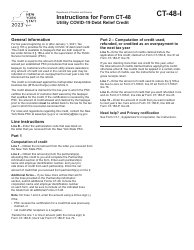 Document preview: Instructions for Form CT-48 Utility Covid-19 Debt Relief Credit - New York