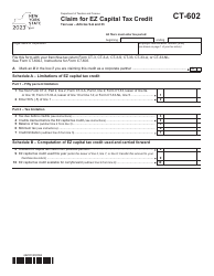 Document preview: Form CT-602 Claim for Ez Capital Tax Credit - New York