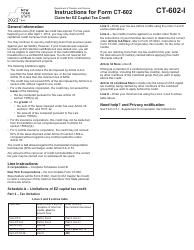 Document preview: Instructions for Form CT-602 Claim for Ez Capital Tax Credit - New York, 2023