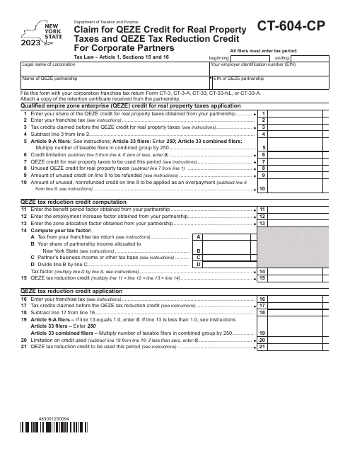 Form CT-604-CP 2023 Printable Pdf