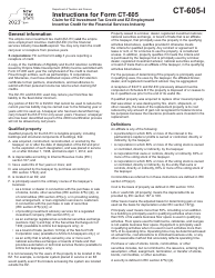 Document preview: Instructions for Form CT-605 Claim for Ez Investment Tax Credit and Ez Employment Incentive Credit for the Financial Services Industry - New York, 2023