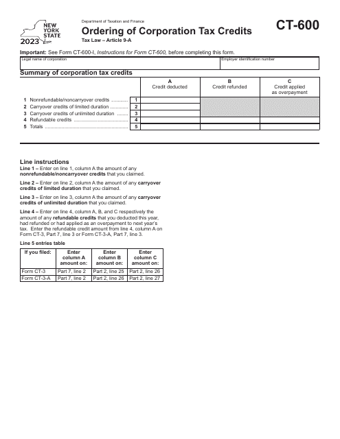 Form CT-600 2023 Printable Pdf