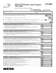 Document preview: Form CT-607 Claim for Excelsior Jobs Program Tax Credit - New York, 2023