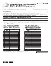 Document preview: Form CT-225-A/B Group Member's Detail Spreadsheet New York State Modifications (For Filers of Combined Franchise Tax Returns) - New York, 2023
