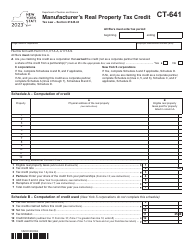 Document preview: Form CT-641 Manufacturer's Real Property Tax Credit - New York, 2023