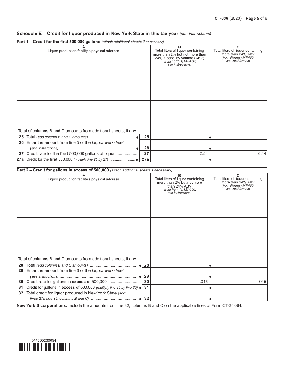 Form CT-636 Alcoholic Beverage Production Credit - New York, Page 5