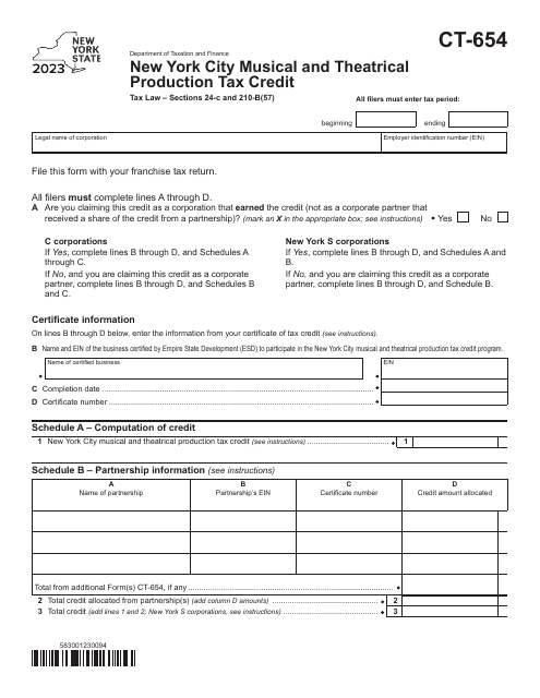 Form CT-654 2023 Printable Pdf