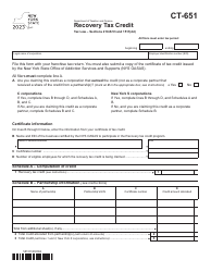 Document preview: Form CT-651 Recovery Tax Credit - New York