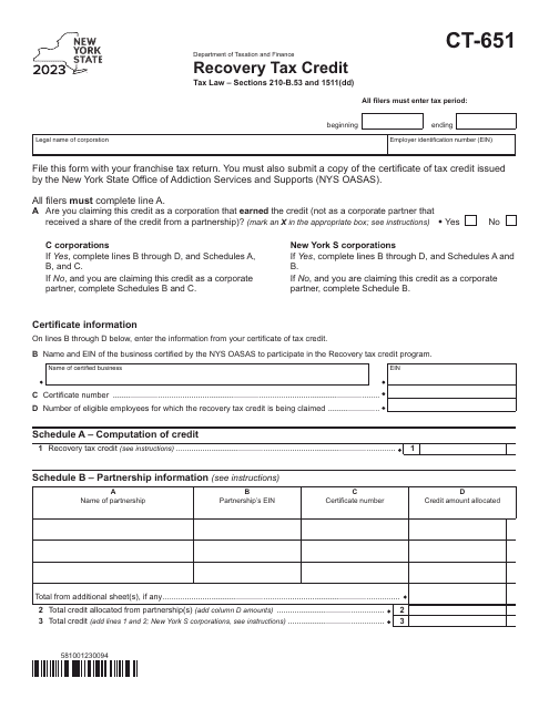 Form CT-651 2023 Printable Pdf