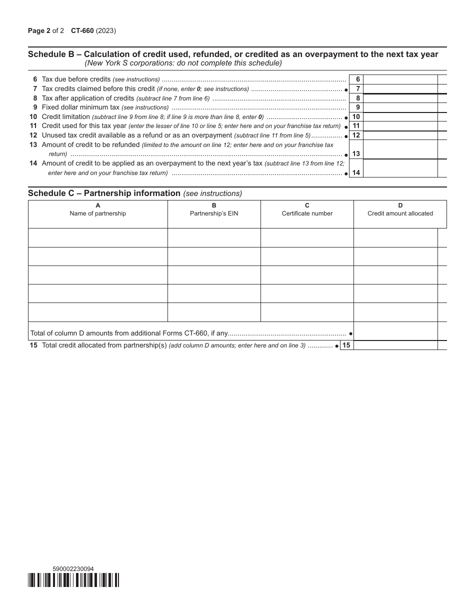 Form CT-660 Empire State Digital Gaming Media Production Credit - New York, Page 2