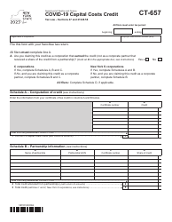 Document preview: Form CT-657 Covid-19 Capital Costs Credit - New York, 2023