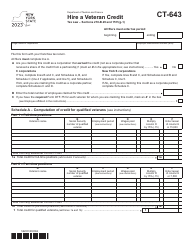 Document preview: Form CT-643 Hire a Veteran Credit - New York