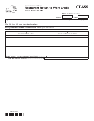 Document preview: Form CT-655 Restaurant Return-To-Work Credit - New York, 2023