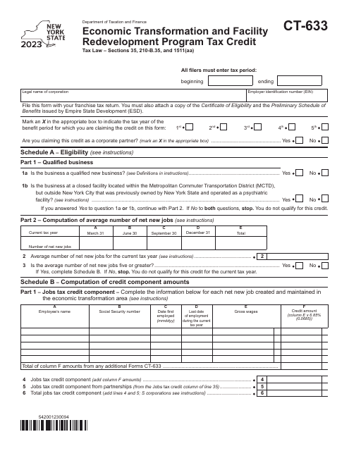 Form CT-633 2023 Printable Pdf