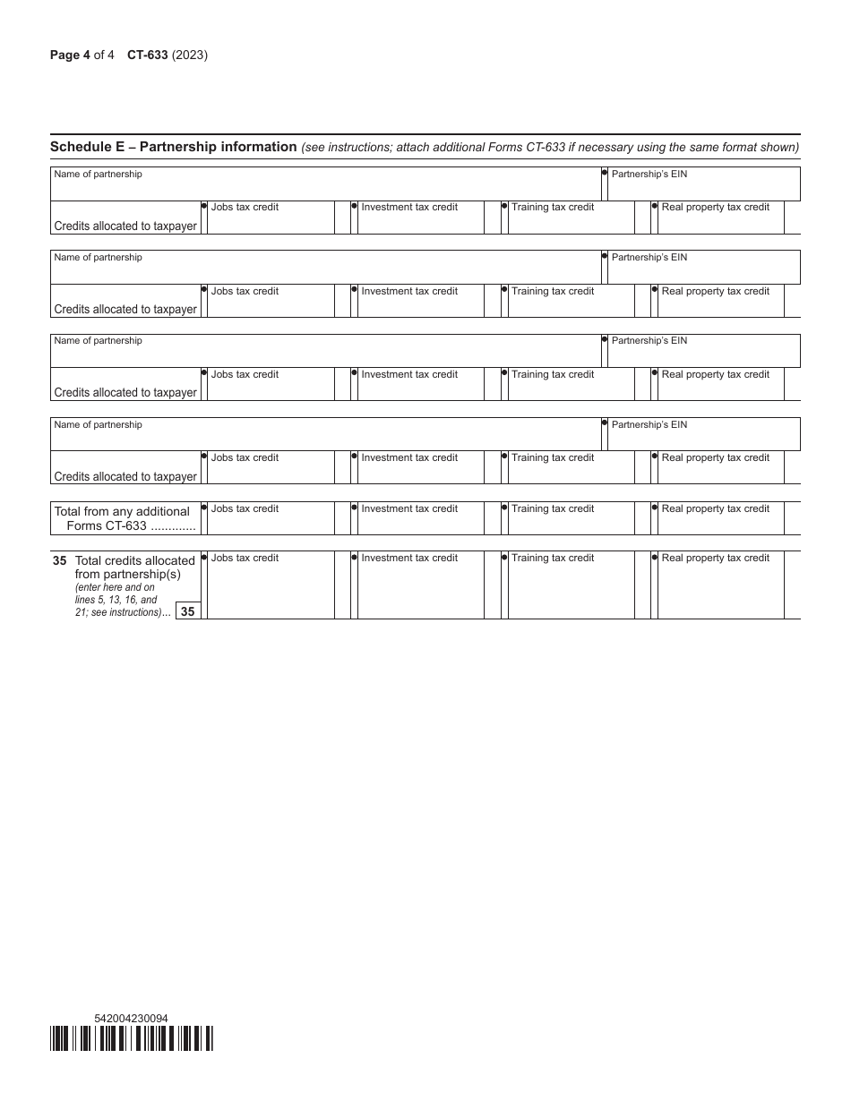 Form CT-633 Economic Transformation and Facility Redevelopment Program Tax Credit - New York, Page 4