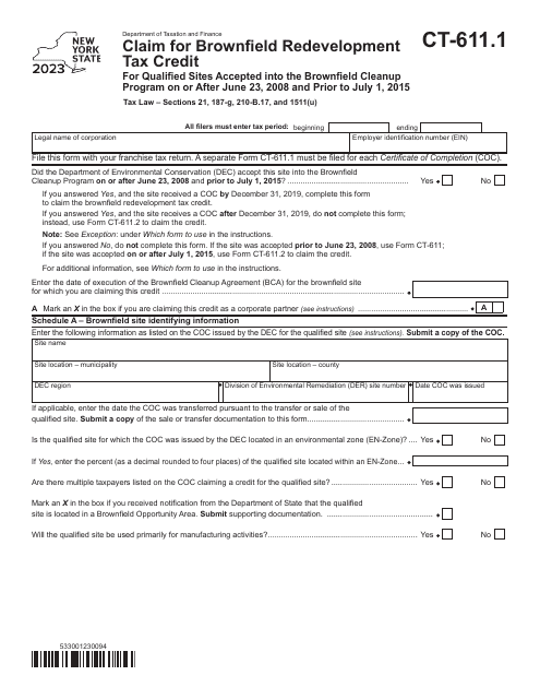 Form CT-611.1 2023 Printable Pdf