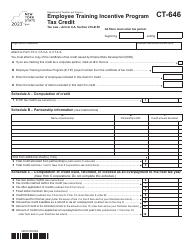 Document preview: Form CT-646 Employee Training Incentive Program Tax Credit - New York, 2023