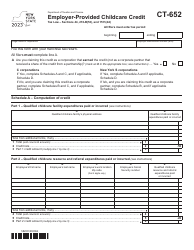 Document preview: Form CT-652 Employer-Provided Childcare Credit - New York, 2023