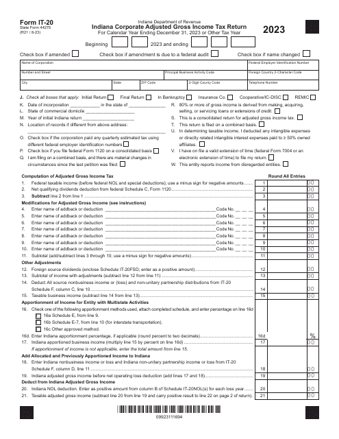 Form IT-20 (State Form 44275) 2023 Printable Pdf