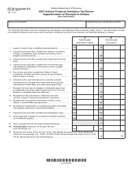 Document preview: Form FIT-20 (State Form 44622) Schedule E-U Indiana Financial Institution Tax Return Apportionment of Receipts to Indiana - Indiana, 2023