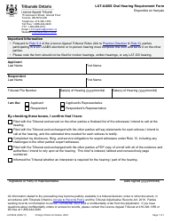 Document preview: Form LAT002E Lat-Aabs Oral Hearing Requirement Form - Ontario, Canada