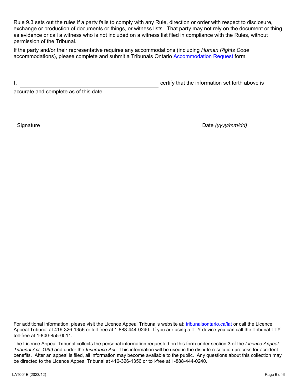 Form LAT004E Lat-Aabs Case Conference Summary - Ontario, Canada, Page 6